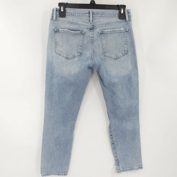 Frame Le Garcon Crop Distressed‎ Medium Wash Blue Women's 25 - Picture 4 of 9